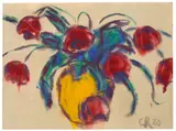 Christian Rohlfs, Rote Tulpen in gelber Vase