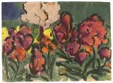 Emil Nolde, Blühende Sträucher, 1913, Aquarell und Tuschpinsel auf Japan, auf Papier aufgezogen