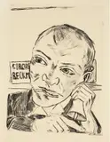 Max Beckmann, Jahrmarkt, 1921, Original-Halbpergament-Mappe mit 10 Kaltnadelarbeiten, davon 9 auf Japan und eine auf Velin