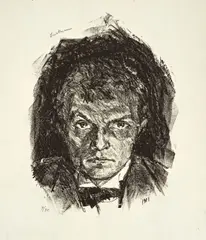 Selbstbildnis by Max Beckmann, 1911, Lithographie auf Bütten (Wasserzeichen: JWZanders), sold Nov 2007