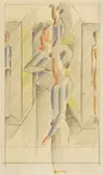 Oskar Schlemmer, Drei Mittelfiguren und zwei Eintretende