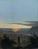 Sonnenuntergang by Dresdener Romantiker, um 1820 & 30, Um 1820, Öl auf Bütten, auf Pappe aufgezogen, sold Nov 2011