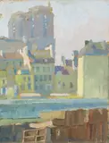 Lyonel Feininger, Die Türme von Notre-Dame in Paris, 1907, Öl auf Holz