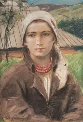 Stanisław Górski, Góralka, pastel, papier