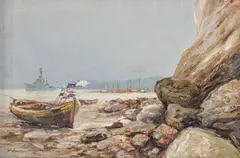 Zbigniew Litwin, Na brzegu, olej, płótno, 55