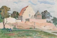 Maria Chybińska, Kościół św. Wojciecha w Poznaniu, akwarela, papier