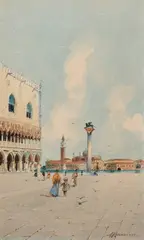 Andrea Biondetti, Pałac Dożów, akwarela, papier, 24