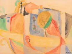 Maurice Blond, Pejzaż abstrakcyjny, akwarela, papier, 54