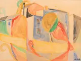 Maurice Blond, Pejzaż abstrakcyjny, akwarela, papier, 54