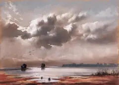Borys Michalik, Pejzaż, pastel, papier