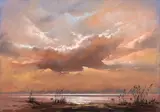 Borys Michalik, Pejzaż nad brzegiem, pastel, papier