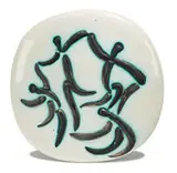 Pablo Picasso, Four Dancers, 1956, Convex wall plaque of white earthenware clay, engraving accentuated with oxidized paraffin, glaze bath