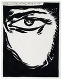 Untitled (What was, morally speaking, behind her veil?) by Raymond Pettibon, 1987, Ink on paper, sold Oct 2014