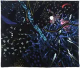 Peter Alexander, Drum, 1981, Acrylic paint, glitter, and fabric on velvet