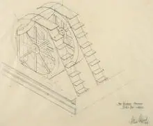 Alice Aycock, The Central Machine: Study for Wheels, 1979, Graphite on paper