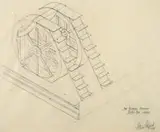 Alice Aycock, The Central Machine: Study for Wheels, 1979, Graphite on paper