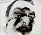 Self-Portrait with Eye Amplifier by Arnulf Rainer, 1971, Oilstick on gelatin silver print, sold Oct 2014