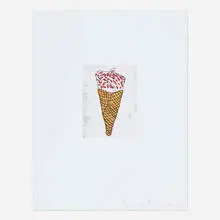 Ice Cream Cone by Donald Baechler, 1999, etching and aquatint in colors, sold Jun 2022