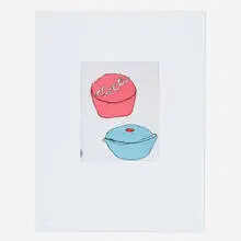 Red + Blue Cupcakes by Donald Baechler, 1999, soft-ground etching and aquatint on Magnani Pescia, sold Jun 2022