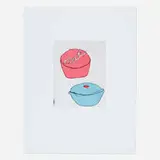 Donald Baechler, Red + Blue Cupcakes, 1999, soft-ground etching and aquatint on Magnani Pescia