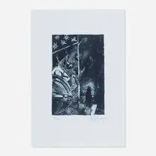 Summer (Blue) by Jasper Johns, 1985-91, lithograph in colors on pale blue J. Whatman, sold Jun 2022