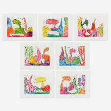 Carroll Dunham, Seven Places, 1990-94, etching in colors on Gampi appliqué J. Whatman 1952