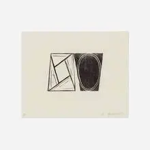 Plate E (from the Seven Original Woodcuts series) by Robert Mangold, 2000, woodcut on Korean Kozo, sold Jun 2022