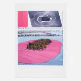 Christo, Surrounded Islands, Biscayne Bay, Greater Miami, 1995, offset lithograph in colors, fabric swatch