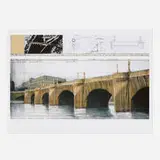 Christo, Le Pont Neuf Wrapped, offset lithograph in colors, fabric swatch