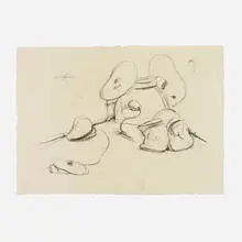 Soft Drum Set by Claes Oldenburg, 1972, lithograph on Angoumois à la main paper, sold Jun 2022