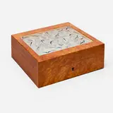 Lalique, Madrona cigar humidor, c. 1994, lacquered burl, enameled cast glass