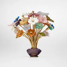 Fabergé, Miniature multi-gem flower basket, gold, rose quartz, lapis lazuli, carnelian, mother-of-pearl, amethyst, smoky quartz, blue chalcedony, green chalcedony, rock crystal, tourmaline, citrine, diamond
