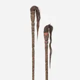 Batak, Tunggal Panaluan (Shaman's Staffs), set of two, wood, cotton, hair