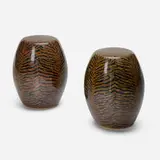 Robert Kuo, Drumstools with tiger stripes, pair, c. 2005, cloisonné enamel