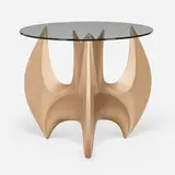 Modern, Occasional table, powder-coated bronze, glass