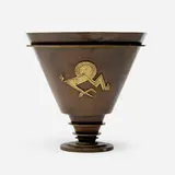 Einar Dragsted, Art Deco vase with applied stylized landscape and sun