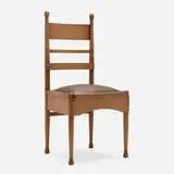 Richard Riemerschmid, Chair for Deutsche Werkstätten, c. 1905, oak, leather, brass