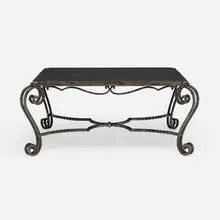 Gilbert Poillerat, Coffee table, c. 1945, wrought iron, stone