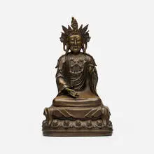 Tibetan, Seated Bodhisattva Avalokiteśvara (Guanyin), bronze