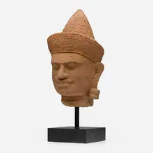 Khmer Style, Head of Vishnu, carved stone