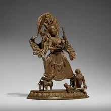 Nepali, Figure of Durga (eight-armed goddess), bronze