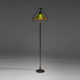 Handel, Harp overlay floor lamp, slag glass, bronze