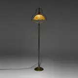 Handel, Harp floor lamp, leaded glass, bronze