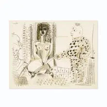 Le Peintre et Son Modèle by Pablo Picasso, 1954, lithograph on paper printed in ochre and olive, three shades of grey and black, sold Jun 2016