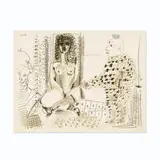 Le Peintre et Son Modèle by Pablo Picasso, 1954, lithograph on paper printed in ochre and olive, three shades of grey and black, sold Jun 2016