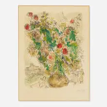 Marc Chagall, Roses and Mimosa, 1975, lithograph on Arches paper
