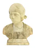 A. Tréfoloni, Trefoloni (Italian, 1890, an alabaster and marble bust of a young girl