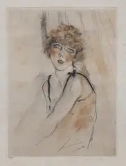 Édouard Chimot, Édouard Chimot (1880-1959) Study of a Girl Etching and aquatint