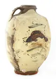 Jim Malone, Jim Malone (b.1946), a stoneware bottle vase with a handle