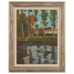 George Elmer Browne, River Scene, oil on board, (approximate dimensions -